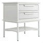 Moretti 2-Drawer Bedside Table Small in Satin White - Chocolate Wood