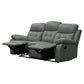 Set of three grey leather recliners including a 3-seater sofa and two single recliners by MyChocolateWood.