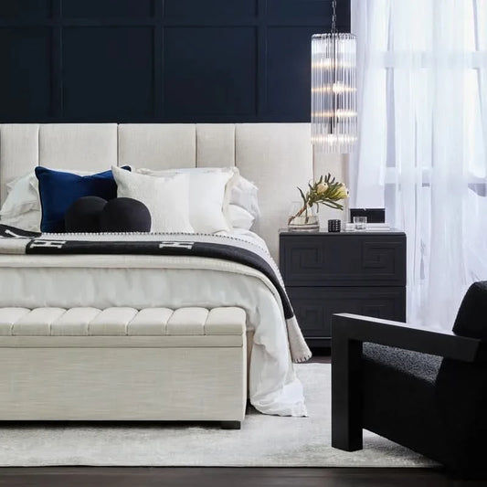 MILLICENT LINEN BED HEADBOARD OFF-WHITE QUEEN SIZE - MyChocolateWood