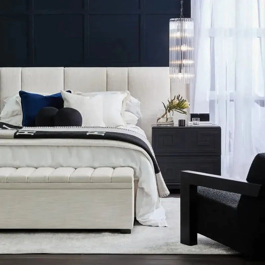 MILLICENT LINEN BED HEADBOARD OFF-WHITE QUEEN SIZE - MyChocolateWood