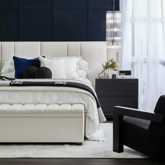 MILLICENT LINEN BED HEADBOARD OFF-WHITE QUEEN SIZE