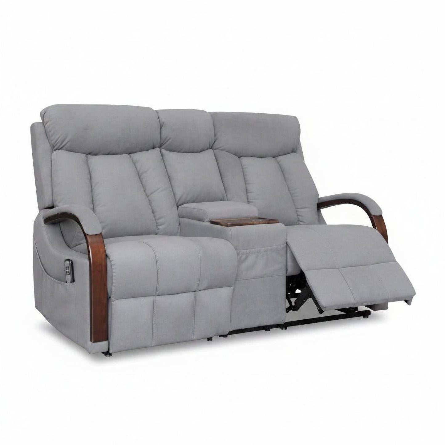 Vorn Fabric 2-Seater Lift Chair / Recliner Sofa with Console in Graphite-MyChocolateWood