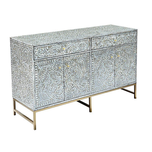 OTILLA MOTHER OF PEARL HAND INLAY 4-DOOR 2-DRAWER SIDEBOARD/BUFFET - MyChocolateWood