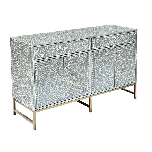OTILLA MOTHER OF PEARL HAND INLAY 4-DOOR 2-DRAWER SIDEBOARD/BUFFET - MyChocolateWood
