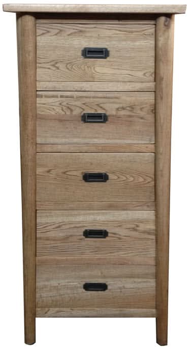 FITAN SOLID OAK 5-DRAWER TALLBOY CHEST OF 5 DRAWERS NATURAL - MyChocolateWood