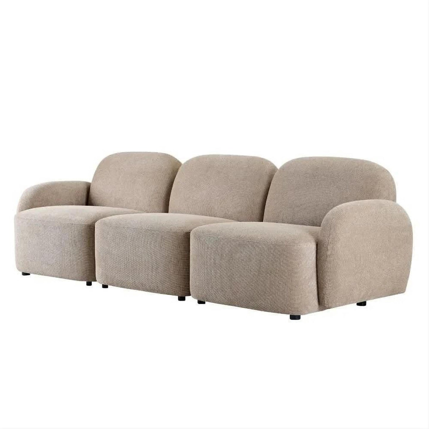 Lorelei 3-Seater Modular Chenille Sofa in Taupe - Chocolate Wood