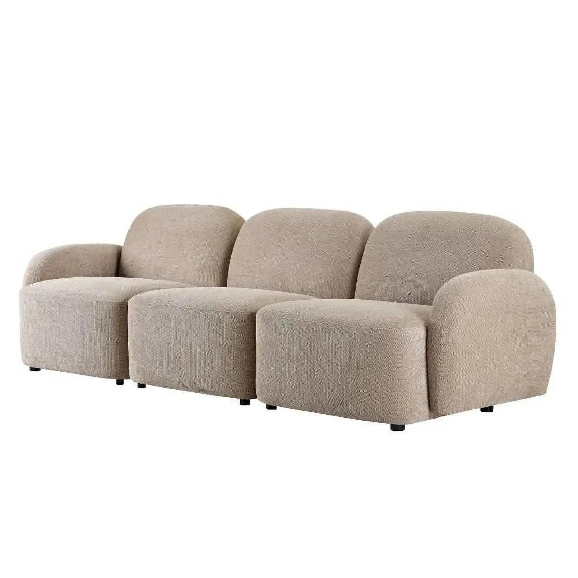 Lorelei 3-Seater Modular Chenille Sofa in Taupe - Chocolate Wood