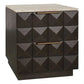 Hampshire 2-Drawer Bedside Table in Smoked Oak with Travertine Top - Chocolate Wood