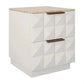 Hampshire 2-Drawer Bedside Table in White Oak with Travertine Top - Chocolate Wood