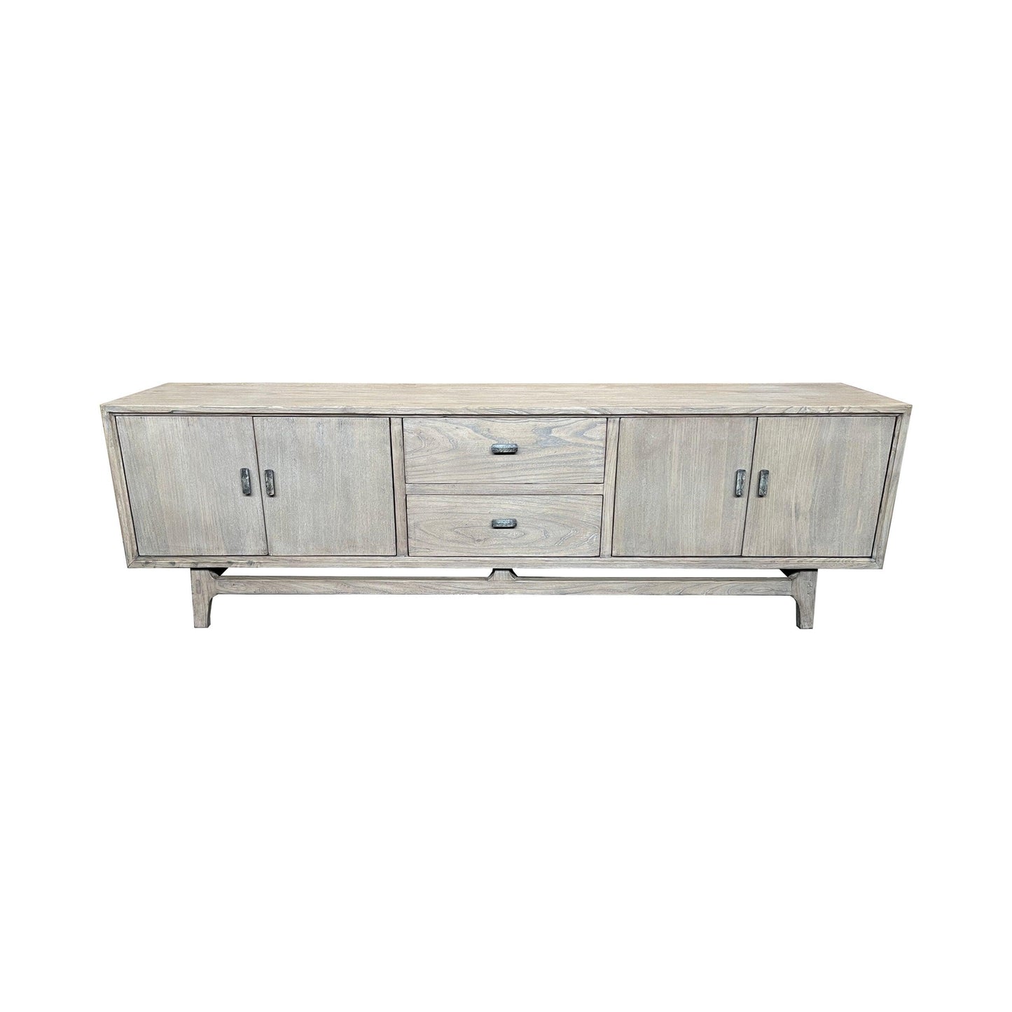 NEVANA  RECYCLED ELM TIMBER 4-DOOR 2-DRAWER TELEVISION UNIT  NATURAL 195CM - MyChocolateWood