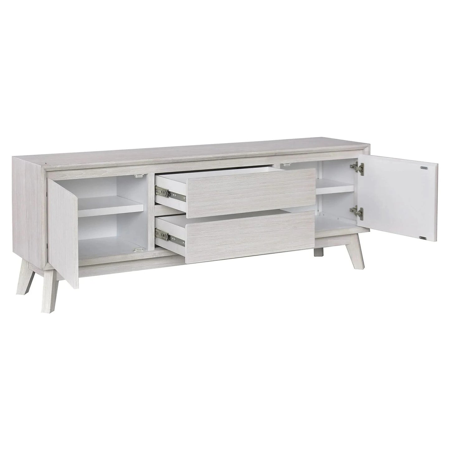 HALIFAX SOLID ACACIA TIMBER 2 DOOR 2 DRAWER TV UNIT/ETU IN BRUSHED WHITE