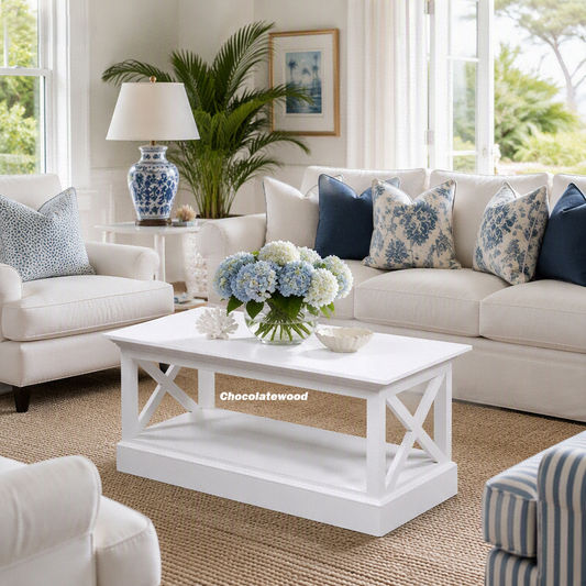 Verity Mahogany Timber Coffee Table - White