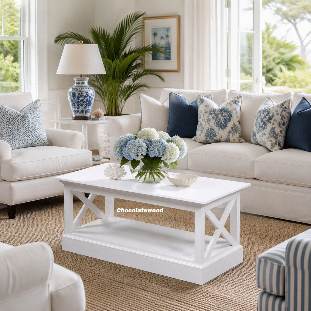 Verity Mahogany Timber Coffee Table - White