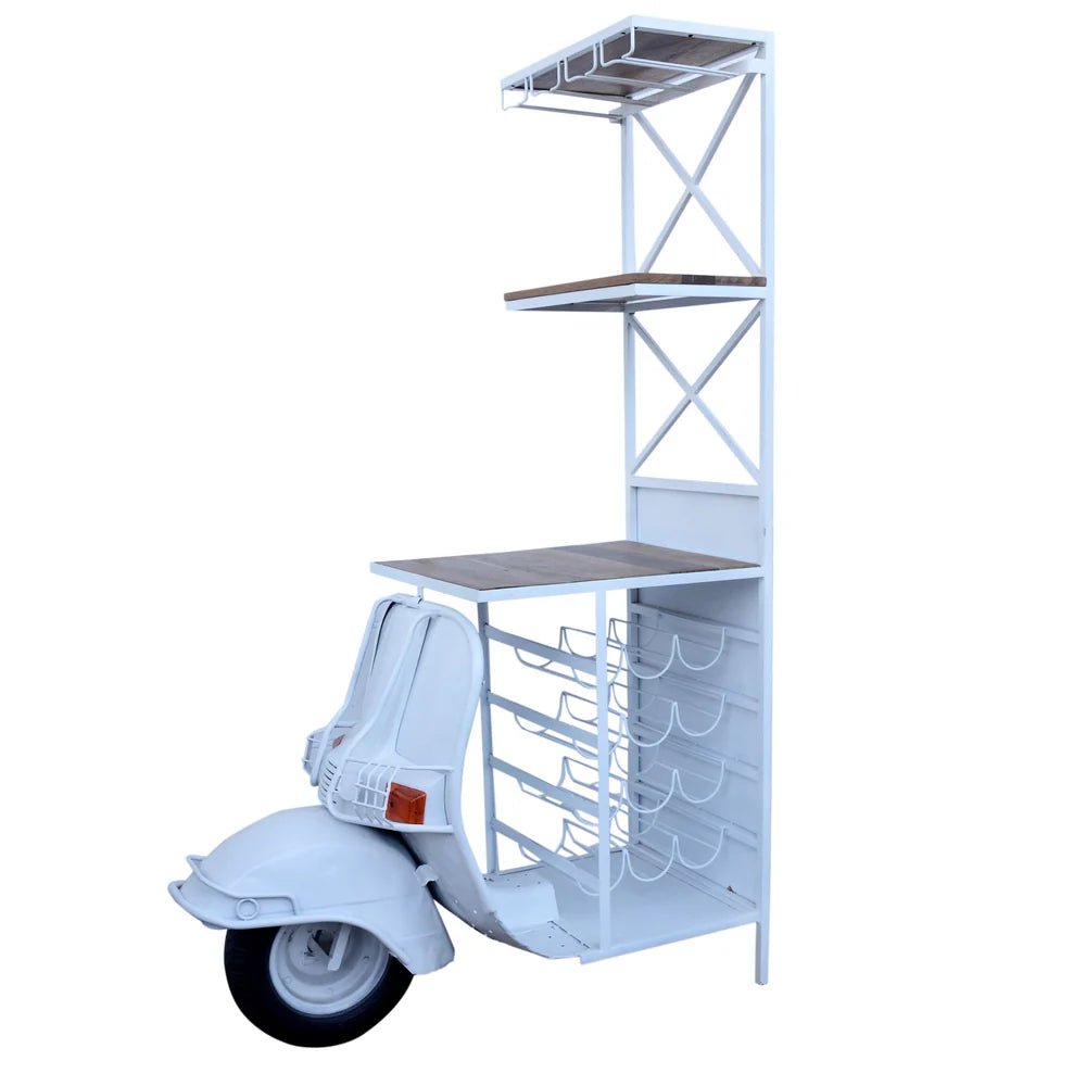 VESPA SCOOTER BAR / WINE RACK / DISPLAY CABINET / SHELF - ON BODY OF VESPA - MyChocolateWood