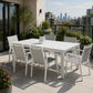 Finnigan 7 Piece Outdoor Aluminium Dining Set in White/Grey