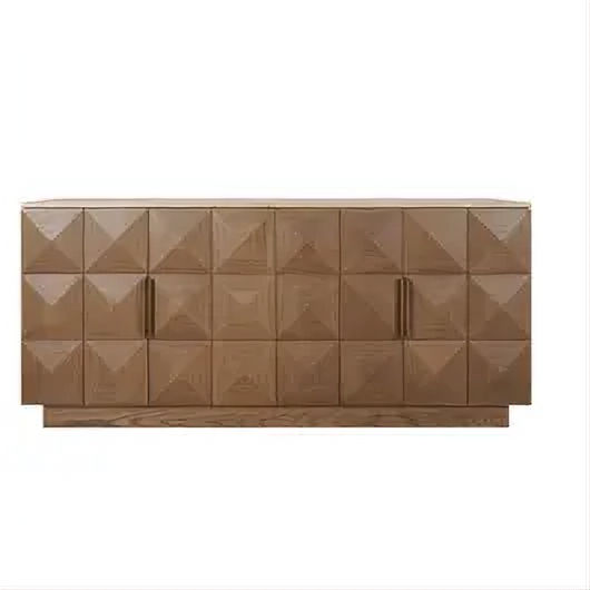 Hampshire 4-Door Buffet in Walnut with Travertine Top - Chocolate Wood
