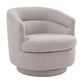 Brynn Boucle Swivel Armchair in Warm Grey - Chocolate Wood