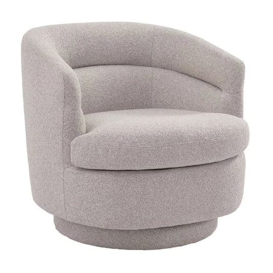 BRYNN BOUCLE SWIVEL ARMCHAIR WARM GREY - MyChocolateWood