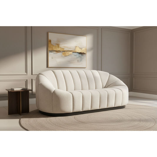 MADELEY 2.5-SEATER CHENILLE SOFA CREAM - MyChocolateWood