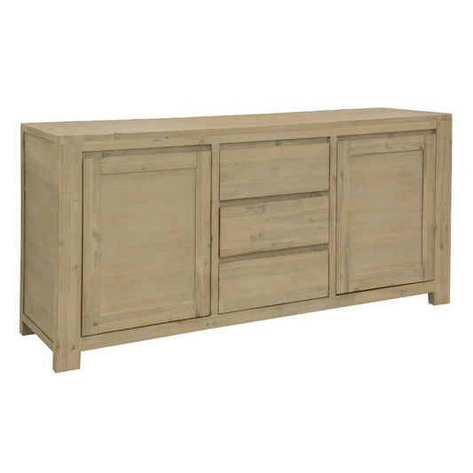 RIPLEY SOLID ACACIA TIMBER 2-DOOR 3-DRAWER BUFFET SIDEBOARD BRUSHED SMOKE - MyChocolateWood