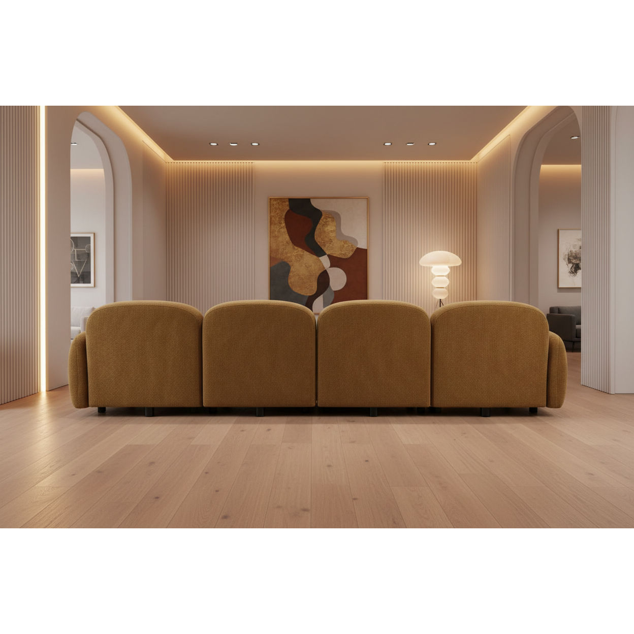 LORELEI  4-SEATER MODULAR FABRIC SOFA - TOFFEE COLOUR - MyChocolateWood