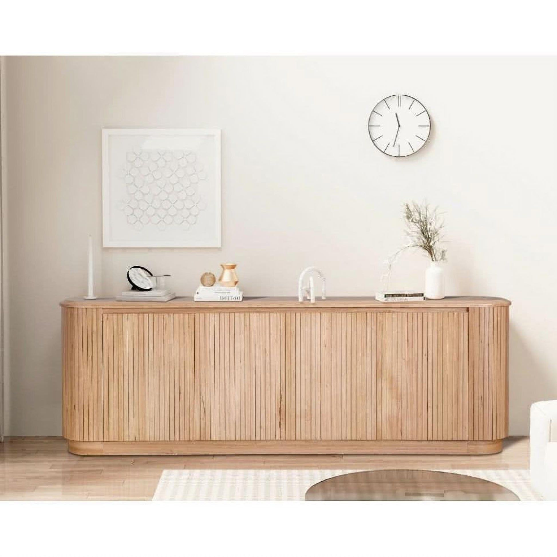 Remy Natural Ash 4-Door Buffet Sideboard 240cm - Chocolate Wood