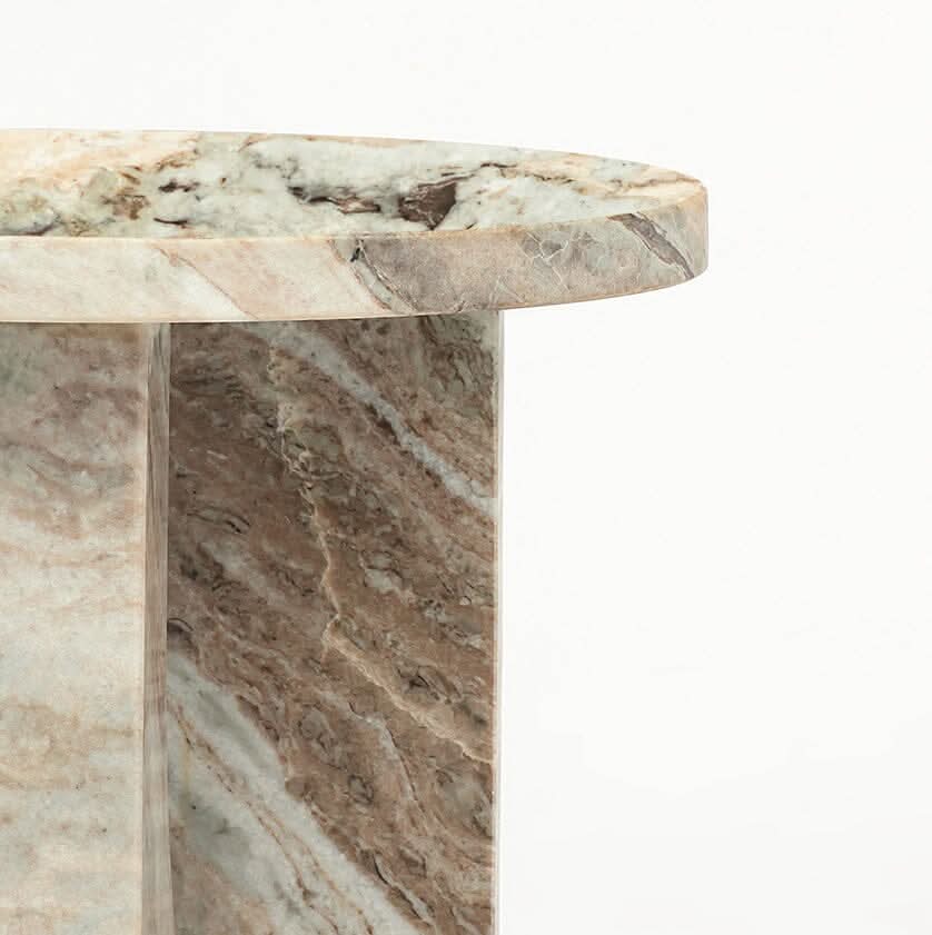 ELOWEN  SOLID MARBLE SIDE TABLE/LAMP TABLE/ACCENT TABLE - MyChocolateWood