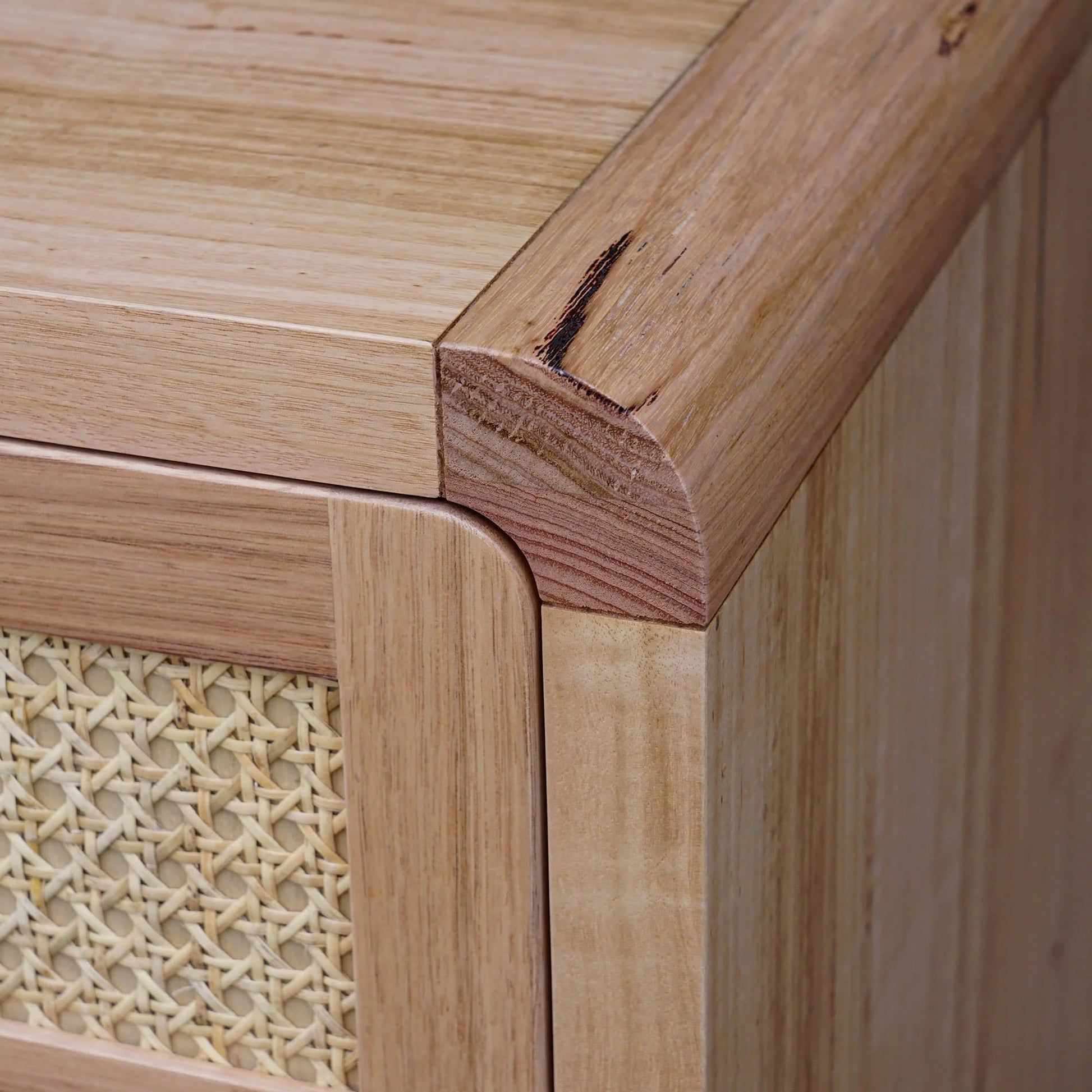 YARRIN MESSMATE TIMBER & RATTAN BEDSIDE TABLE NATURAL - MyChocolateWood