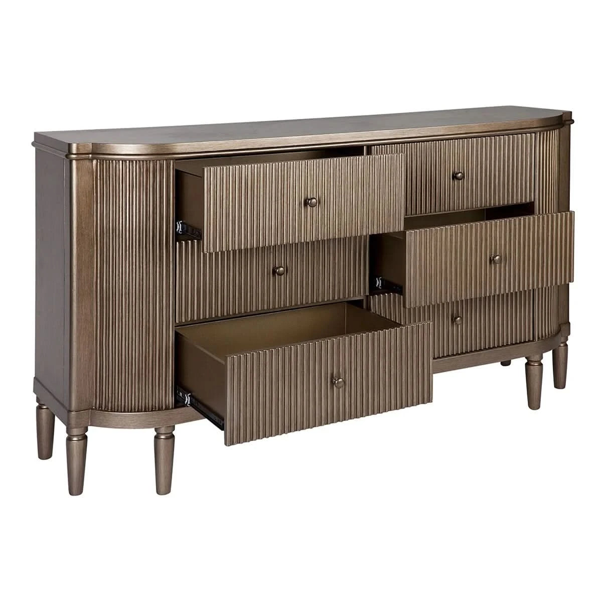 DIANNA MARBLE ART DECO 6 DRAWER CHEST OF DRAWERS ACCENT CHEST ANTIQUE GOLD - MyChocolateWood