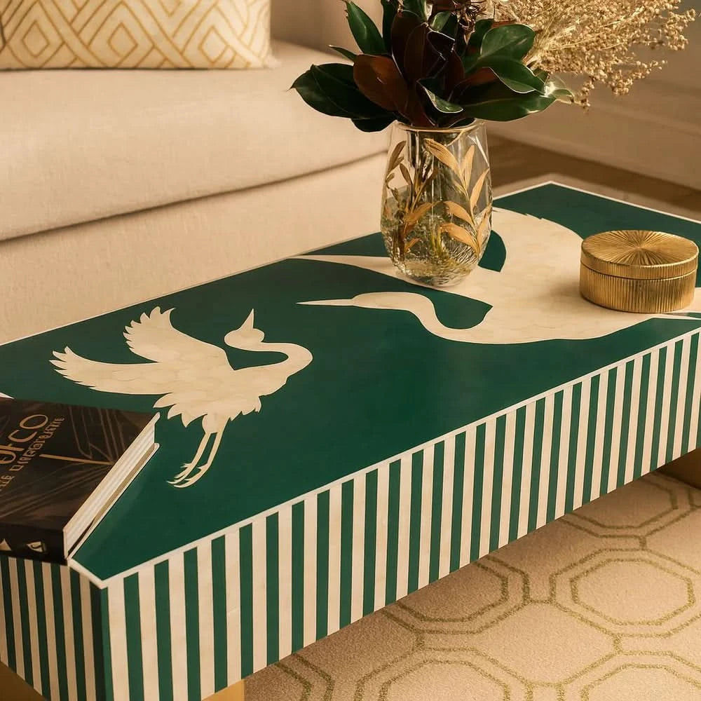 EMMINA MOTHER OF PEARL HAND INLAY COFFEE TABLE - LUXE ARTISAN DESIGN - MyChocolateWood