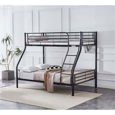 Curzon Single Over Double Bunk Beds in Black - Chocolate Wood