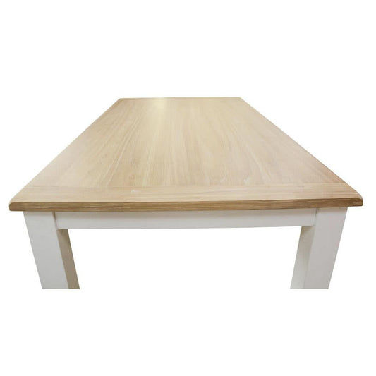 CHRISTA HAMPTON SOLID ACACIA DINING TABLE LIGHT OAK TOP WHITE BASE - MyChocolateWood