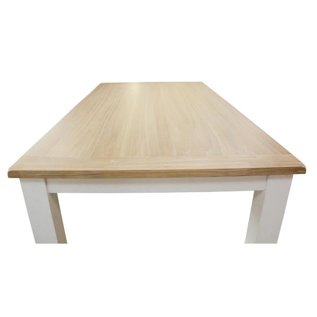 CHRISTA HAMPTON SOLID ACACIA DINING TABLE LIGHT OAK TOP WHITE BASE - MyChocolateWood