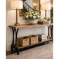 BECK RECYCLED ELM RUSTIC CONSOLE/HALL TABLE PARQUETRY TOP BLACK IRON BASE - MyChocolateWood