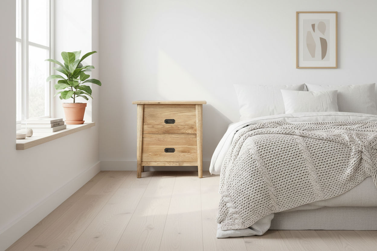 FITAN SOLID OAK 2-DRAWER BEDSIDE TABLE NATURAL - MyChocolateWood