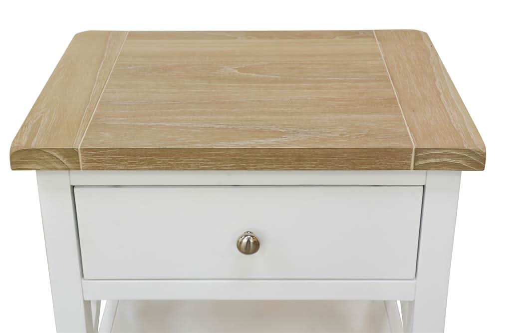 CHRISTA HAMPTON SOLID ACACIA 1 DRAWER BEDSIDE TABLE LIGHT OAK TOP WHITE BASE (Copy) (Copy) - MyChocolateWood