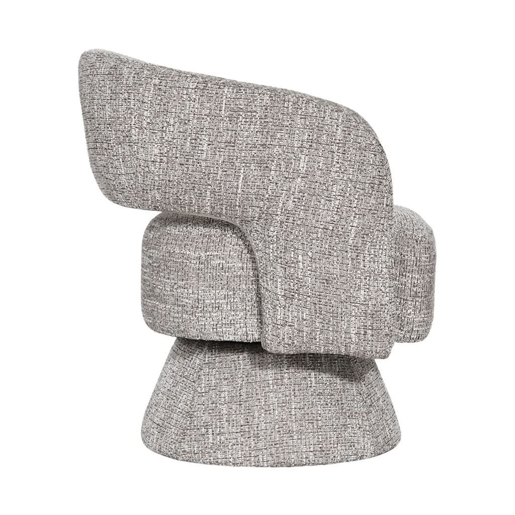 LESTER FABRIC ACCENT ARMCHAIR 360 DEGREE SWIVEL ALMOND - MyChocolateWood