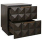 Hampshire 2-Drawer Bedside Table in Smoked Oak with Black Marble Top - Chocolate Wood