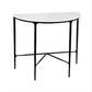 Soren Marble Demilune Table with black frame angle