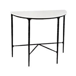 SOREN MARBLE DEMILUNE TABLE/ACCENT TABLE - BLACK FRAME 90CM - MyChocolateWood