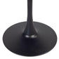 ALBERGE ROUND MARBLE-LOOK GLASS TOP DINING TABLE ON PEDESTAL METAL BASE ASH/BLACK - MyChocolateWood