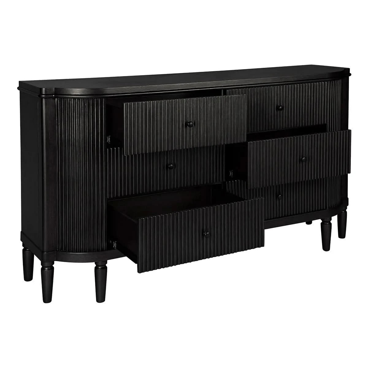 DIANNA MARBLE ART DECO 6 DRAWER CHEST OF DRAWERS ACCENT CHEST BLACK - MyChocolateWood