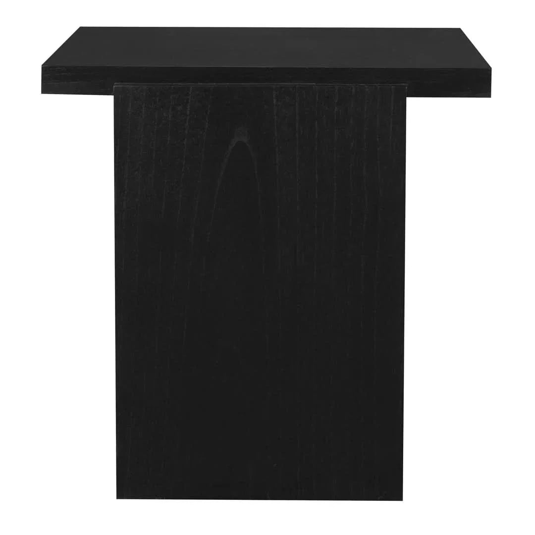Hudson Solid Mindi Timber Block Side Table in Black - Chocolate Wood