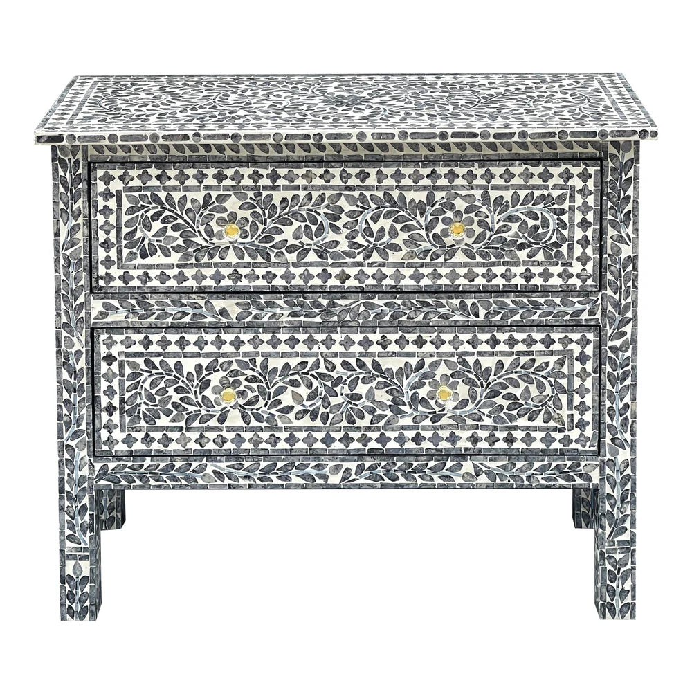 PRAIRIE MOTHER OF PEARL HAND MADE SWIRL CHEST OF 2 DRAWERS - MyChocolateWood