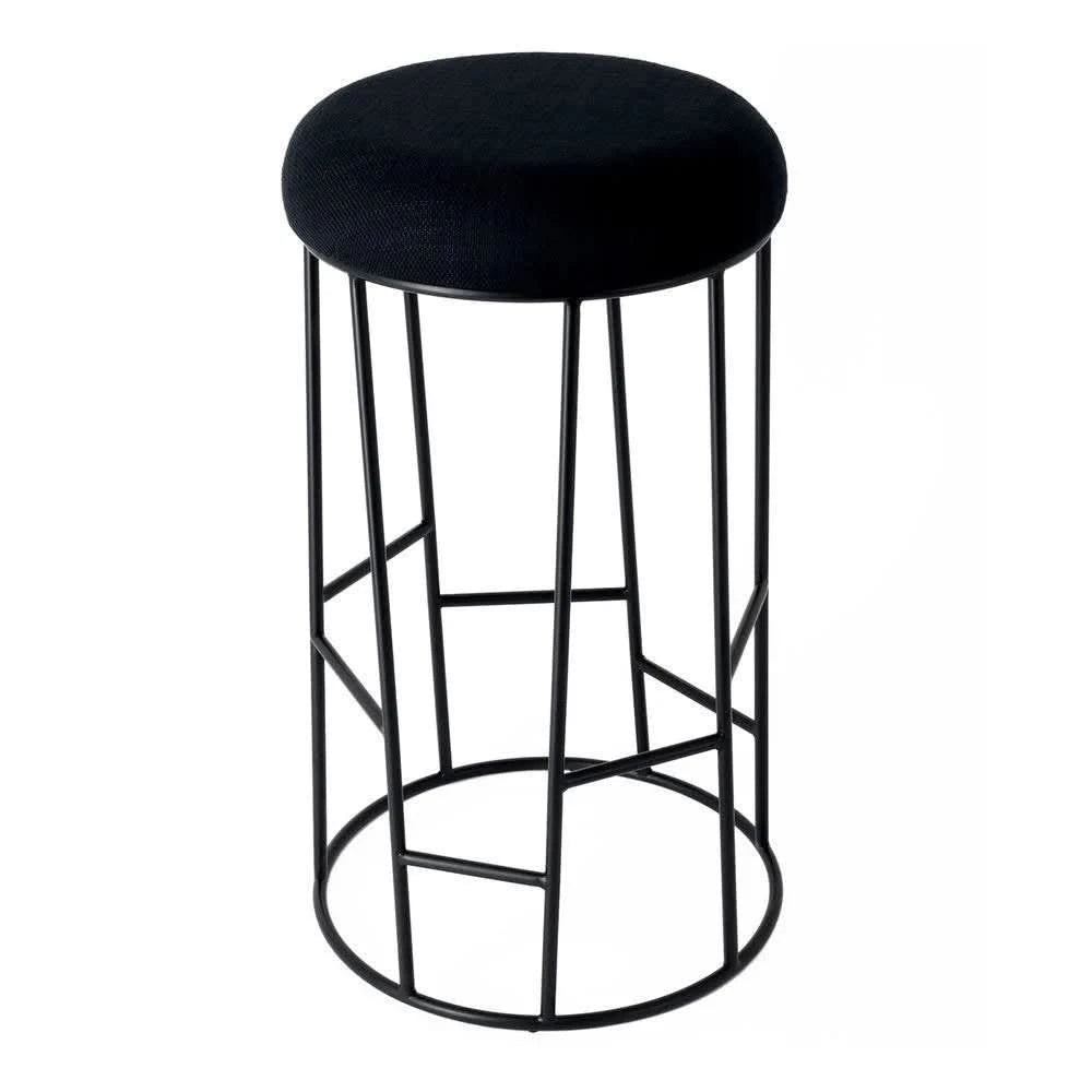 JACE BLACK STEEL BAR STOOL - BLACK LINEN - MyChocolateWood