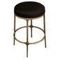 Soren Kitchen Stool with brass frame and black linen top angle