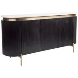 DENEUVE 3-DOOR BUFFET/SIDEBOARD BLACK WITH CARRARA MARBLE TOP - MyChocolateWood