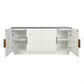 Hampshire 4-Door Buffet in White Oak with Black Marble Top - Chocolate Wood