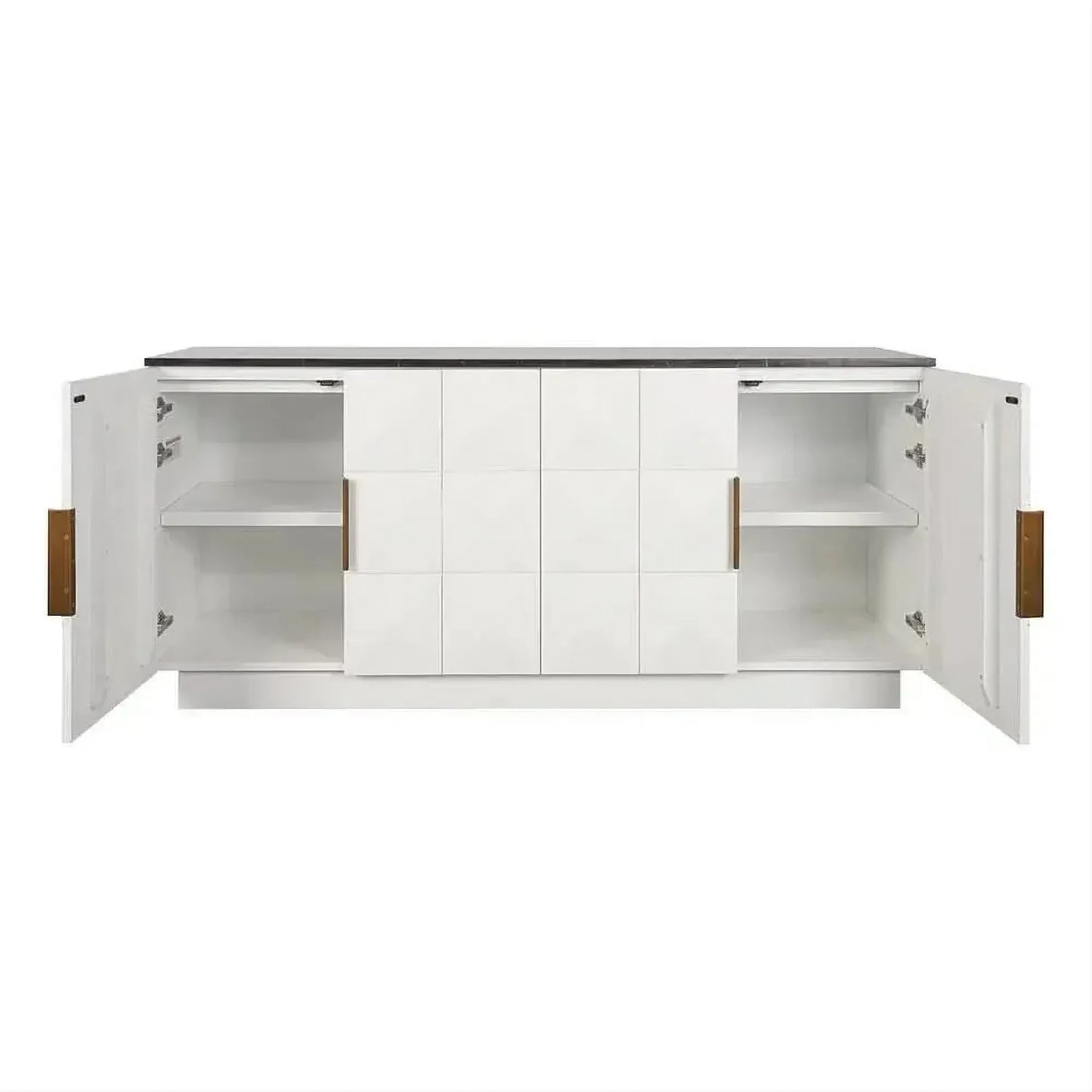 Hampshire 4-Door Buffet in White Oak with Black Marble Top - Chocolate Wood