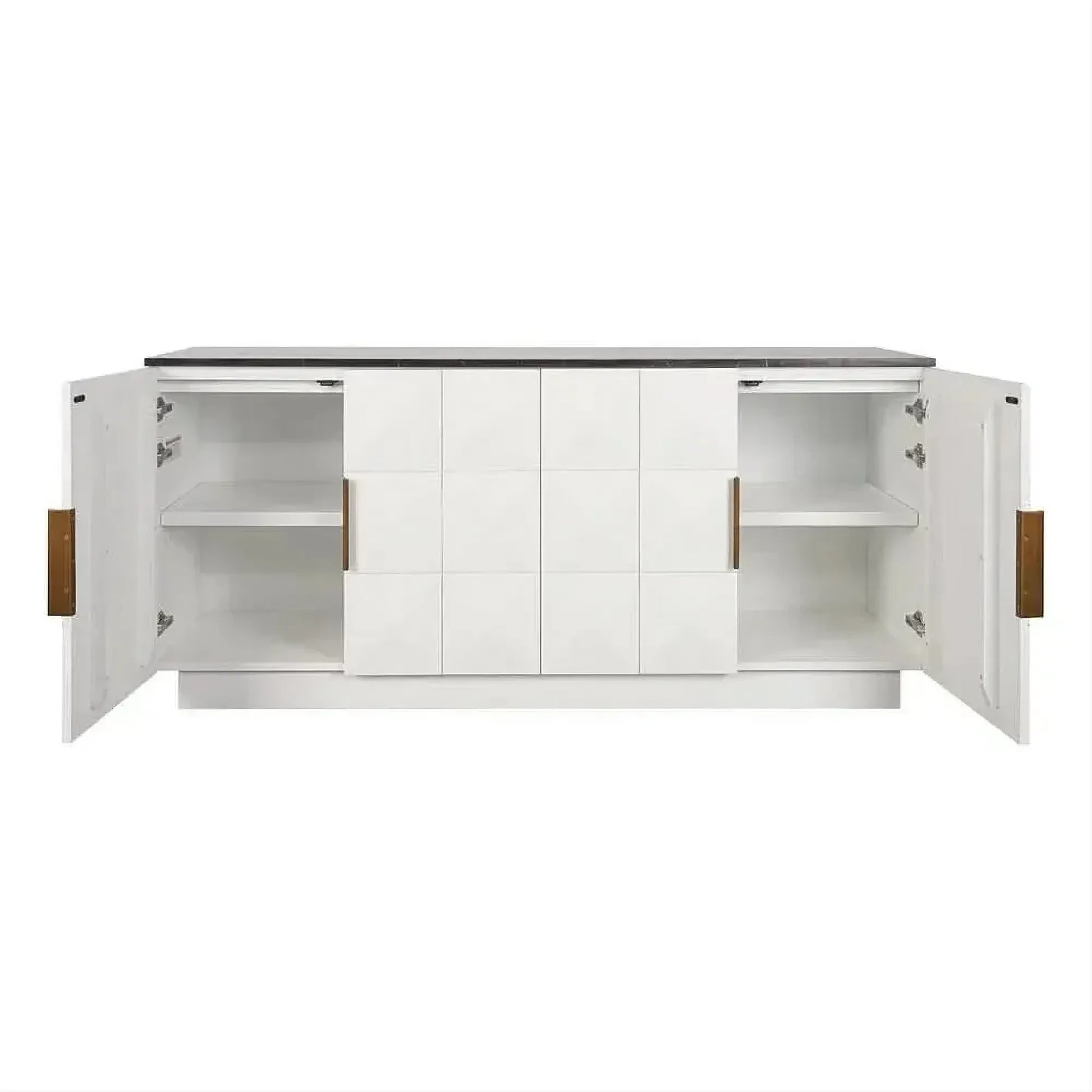 Hampshire 4-Door Buffet in White Oak with Black Marble Top - Chocolate Wood